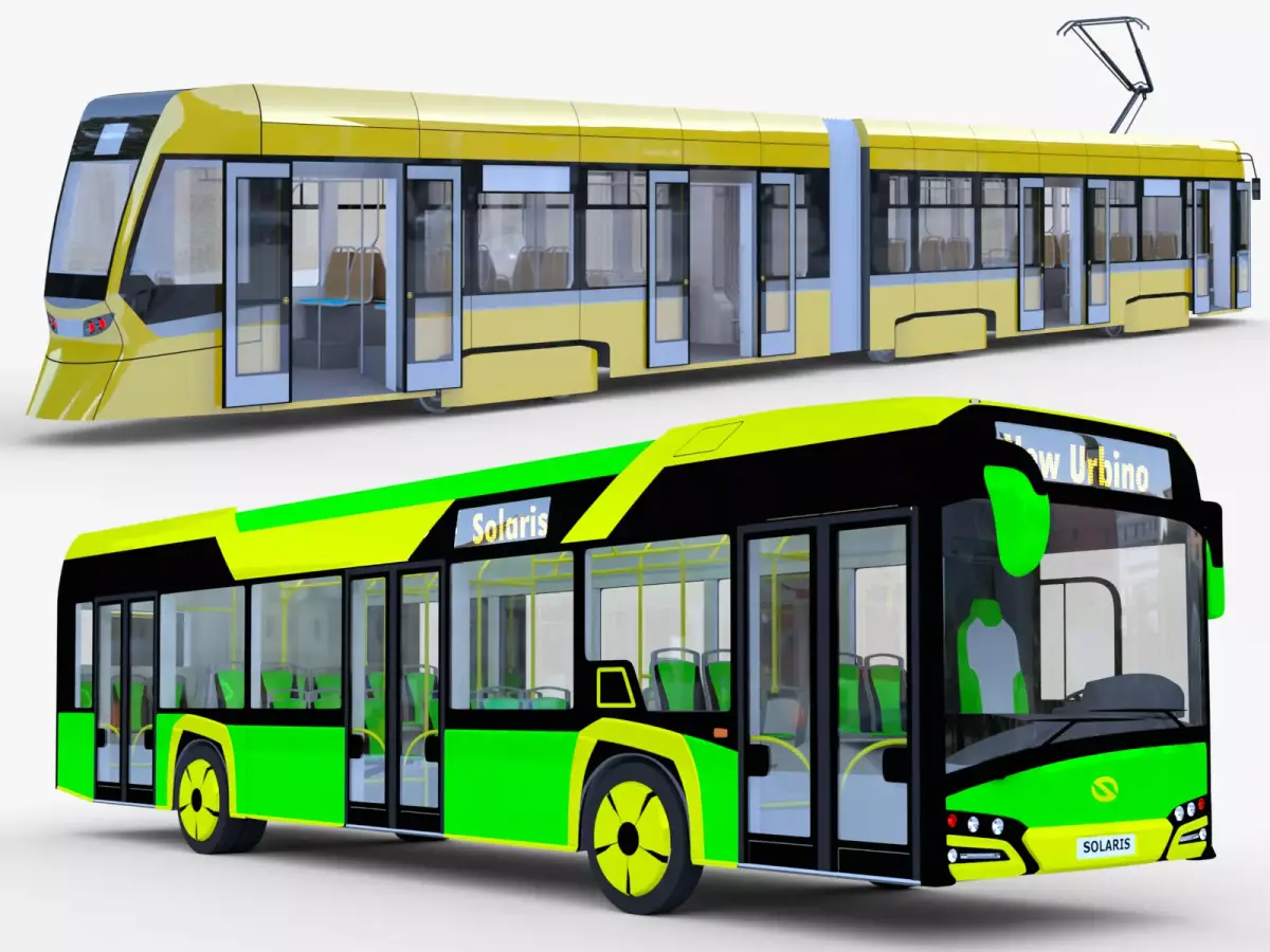 Solaris Urbino and Stadler tram 3D Model Pack