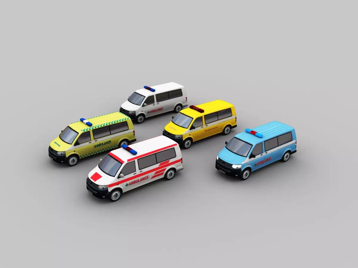 Ambulance Lowpoly volkswagen Low-poly 3D model
