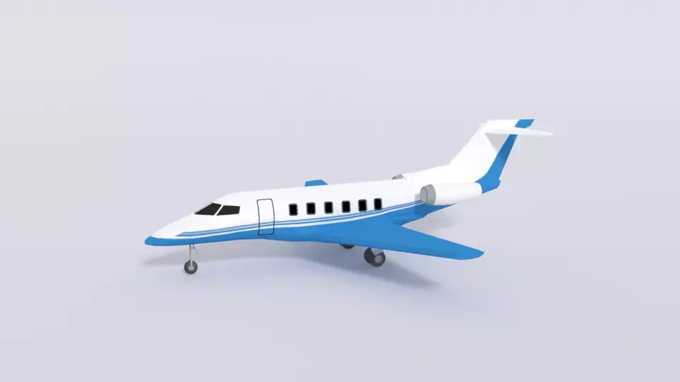 Low Poly Pilatus PC-24 Airplane Jet Low-poly 3D model