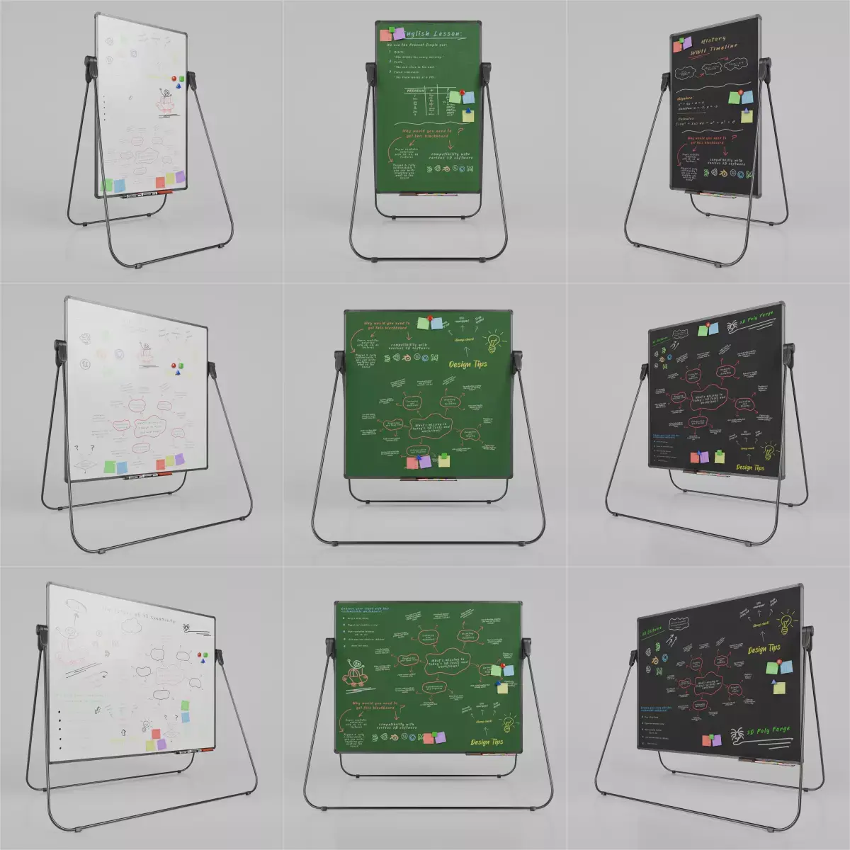 Complete U-Stand Writing Board Collection 3D Model Pack