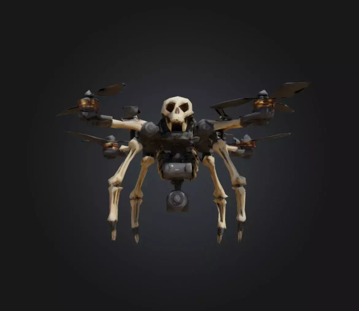 futuristic Skeleton drone with silicon carbide material FRD-04 Low-poly 3D model
