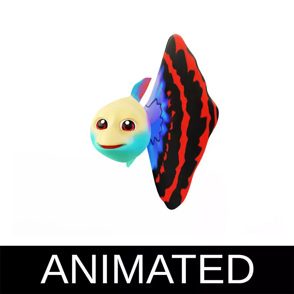 Guppy Fish Cartoon Animated Low-poly 3D model