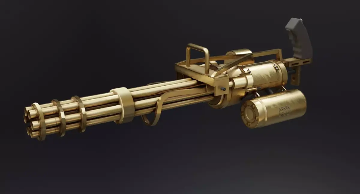 Minigun Golden Low-poly 3D model