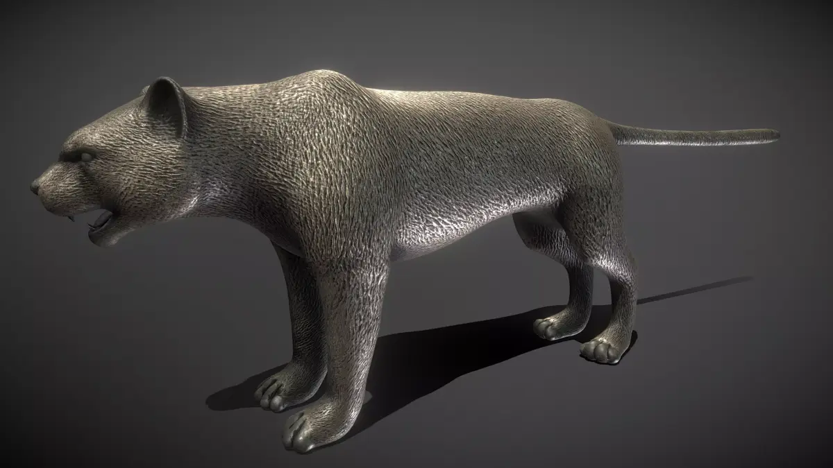 Leopard Bronze Statue Low-poly 3D model
