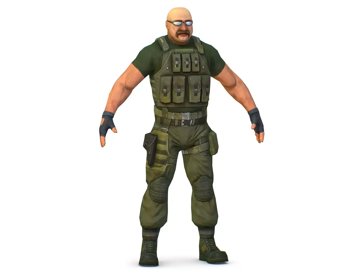 Military Soldier in Tactical Gear Combat Boots and Pistol Low-poly 3D model