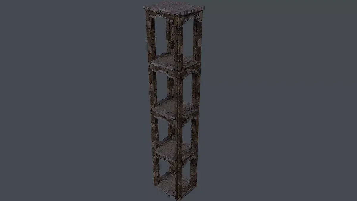 Watchtower tall wooden shelf Low-poly 3D model