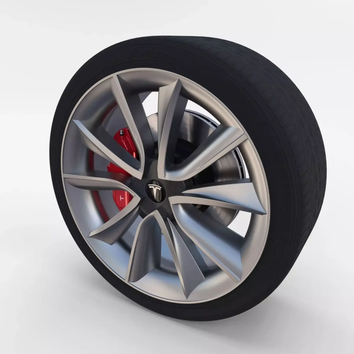 Tesla Model 3 Wheel Low-poly 3D model