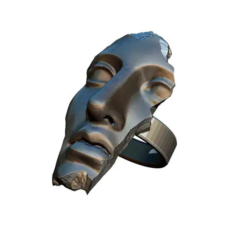 Greeck Rome God Face Crack Damage Slavage Part Ring Silver GOLD 3D print model