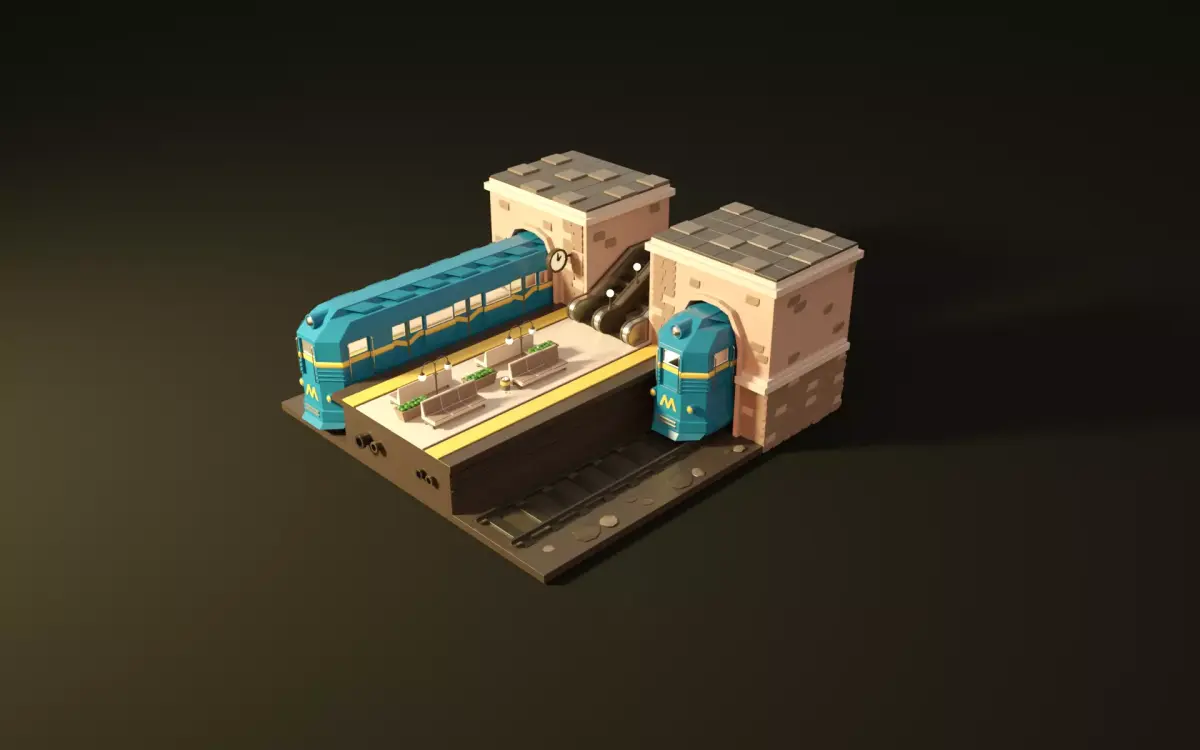 Station of train 3D model