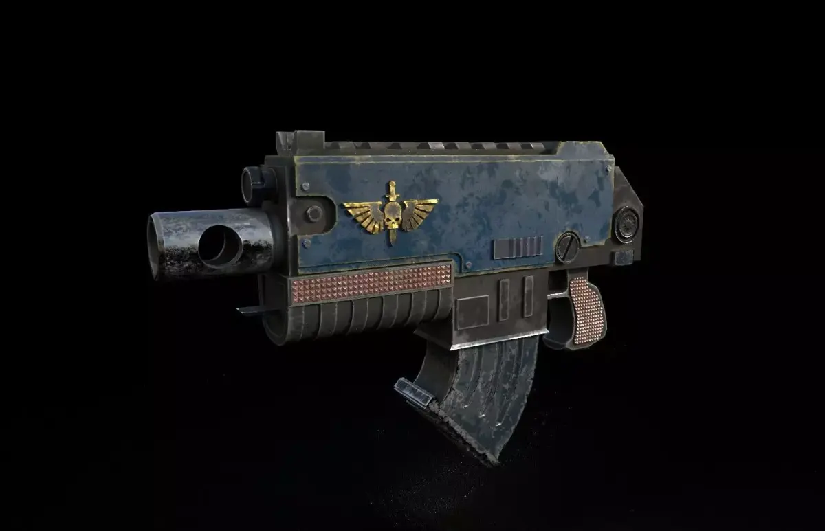 Boltgun gun from warhammer universe Low-poly 3D model