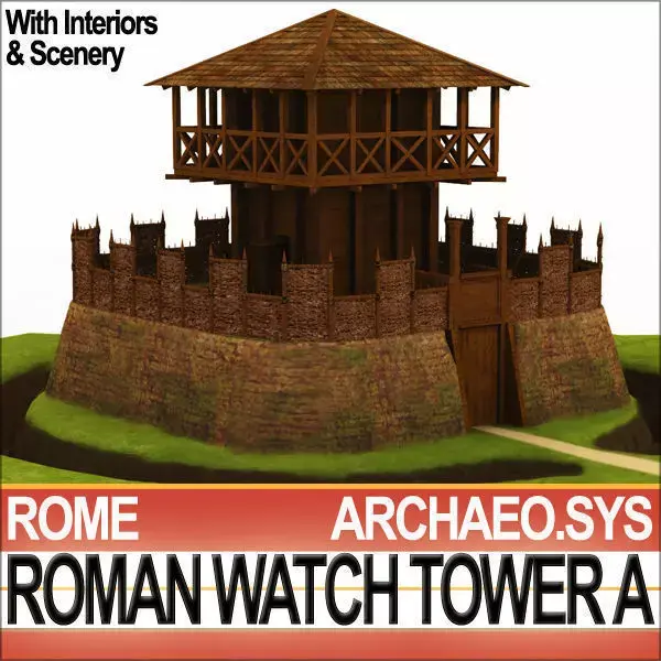Roman Watch Tower Scene with Interiors A 3D model