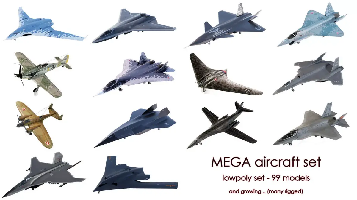 MEGA Aircraft set - all 99 models 3D Model Pack