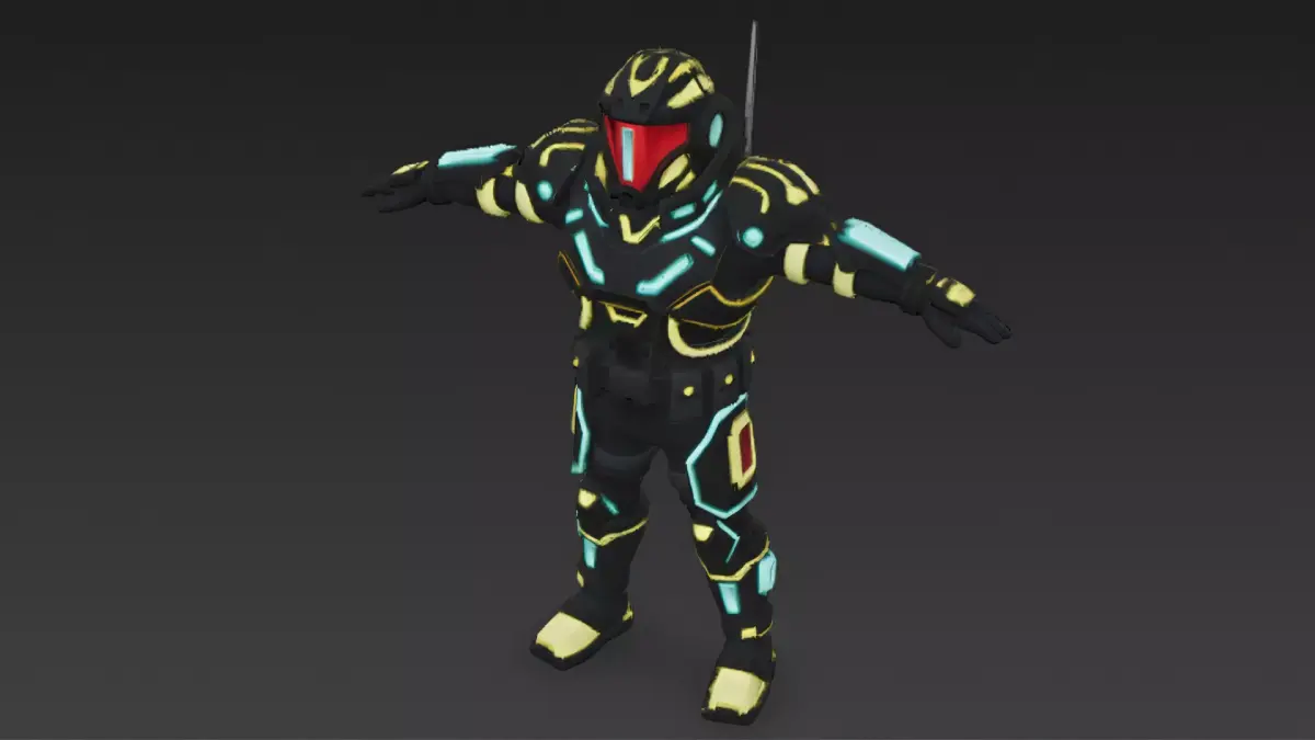 Cartoon Cyberpunk Rigged Mercenary 3D Model Low-poly 3D model buy