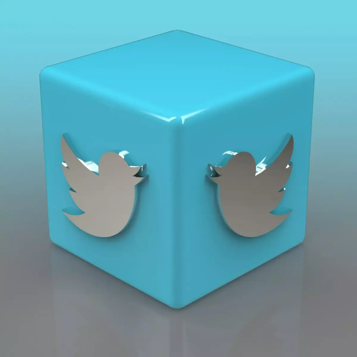 Twitter Logo Low-poly 3D model