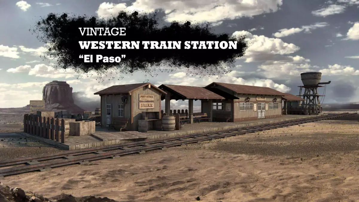 El Paso City Vintage Western Train Station 3D model