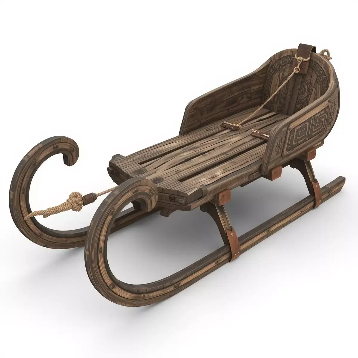 Viking Wooden Sled 3D Model v02 Low-poly 3D model