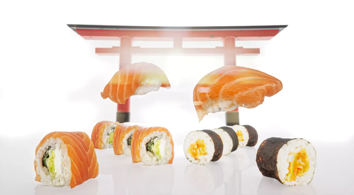 Salmon mix sushi realistic rolls Low-poly 3D model