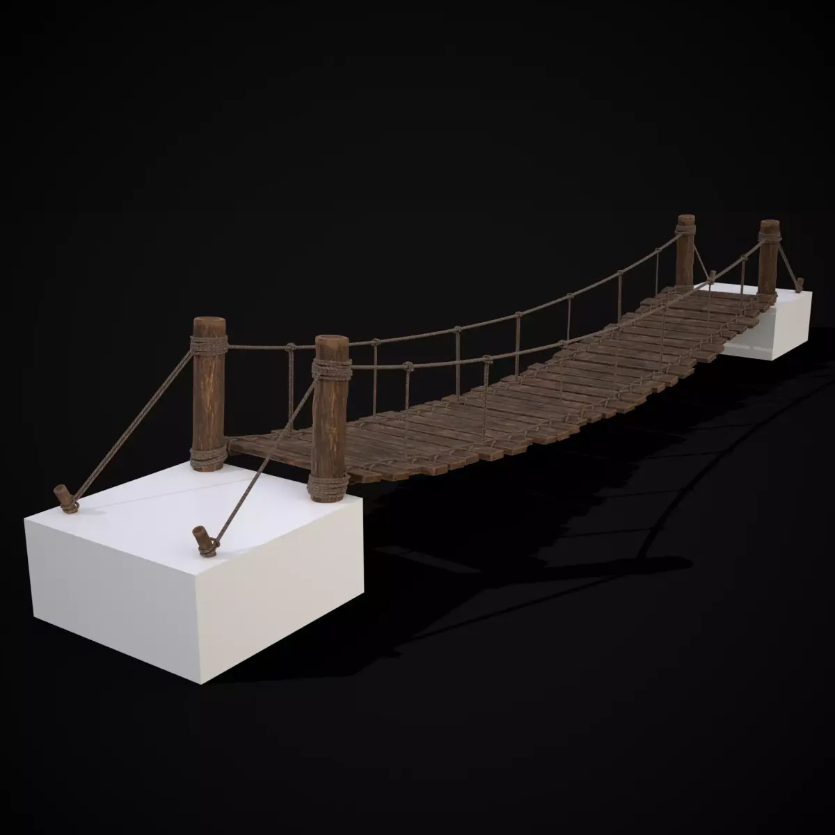 Rustic Wooden Rope Bridge Low-poly 3D model