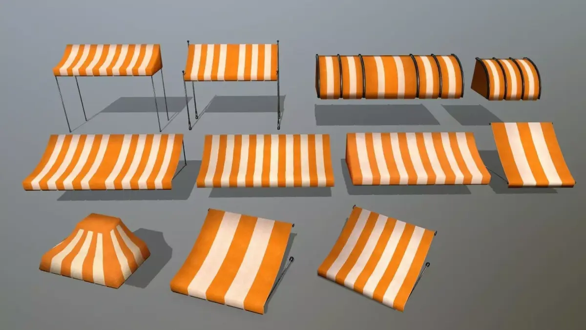 awning orange and striped lamp shade Low-poly 3D model