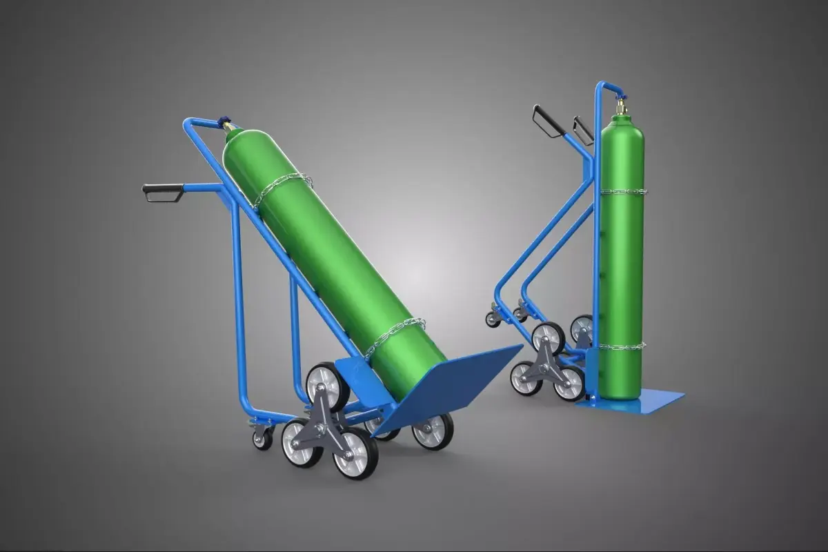 BLUE GREEN GAS CYLINDER TANK STAIR CLIMBER HAND TRUCK DOLLY CART 3D model