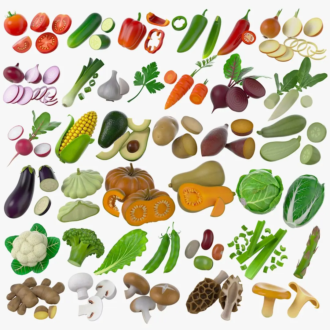 Cartoon Vegetables Big Collection 3D model