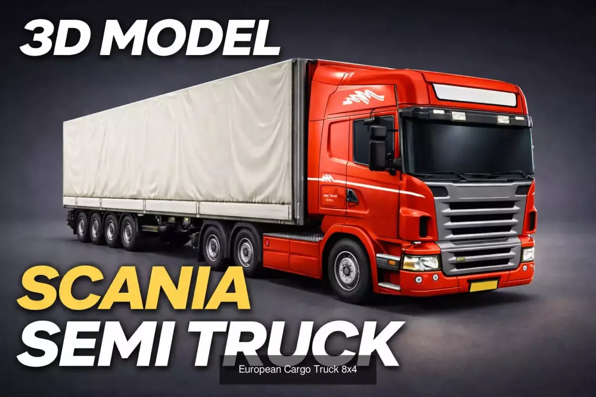 European Cargo Semi Truck 3D Model Pack
