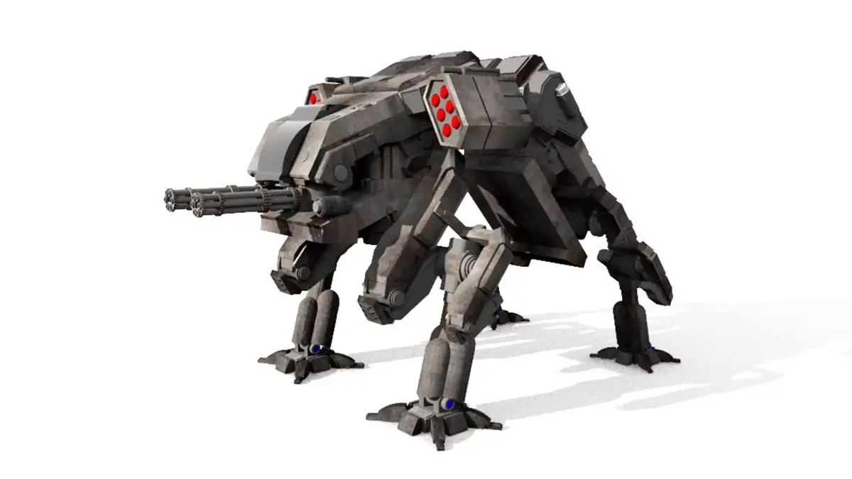 military robot guard unit lowpoly 3D model