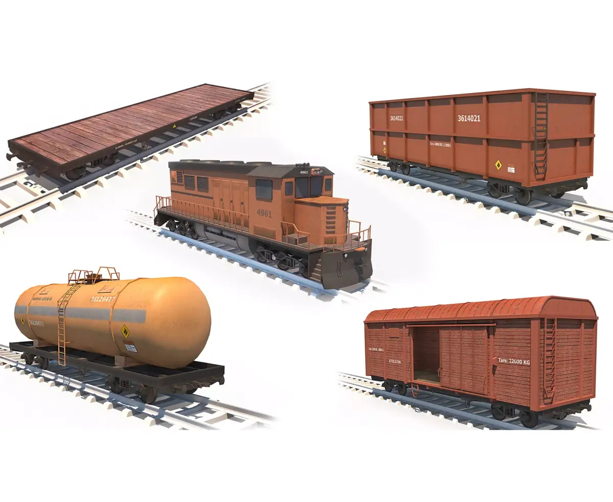 Cargo Train Pack Low-poly 3D model