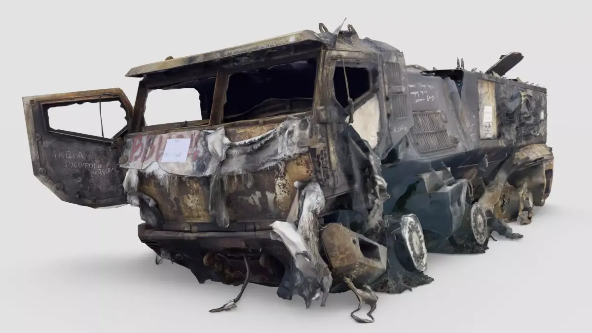 destroyed russian KAMAZ-63968 Typhoon-K MRAP 3D model