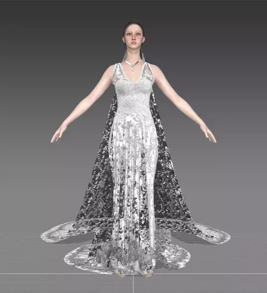 wedding dress long veil bordered with lace Low-poly 3D model