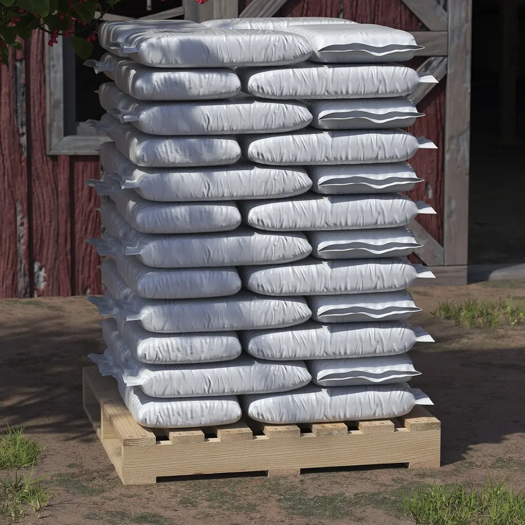 Stack of Bags with Bulk Material on Pallet 3D model