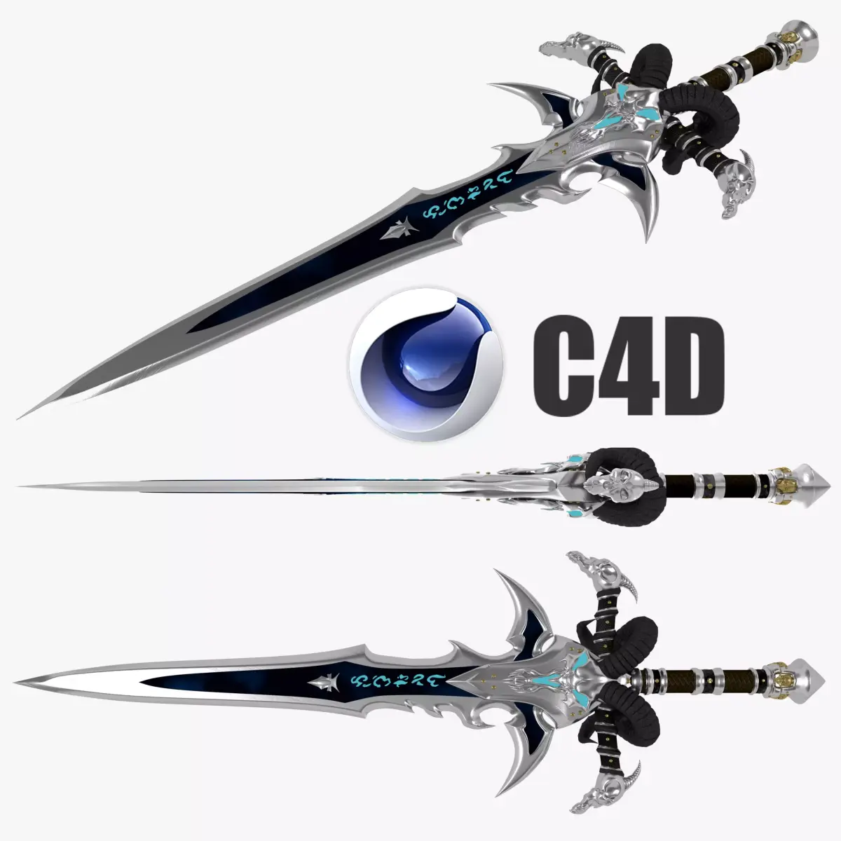 Frostmorn  sword Low-poly 3D model