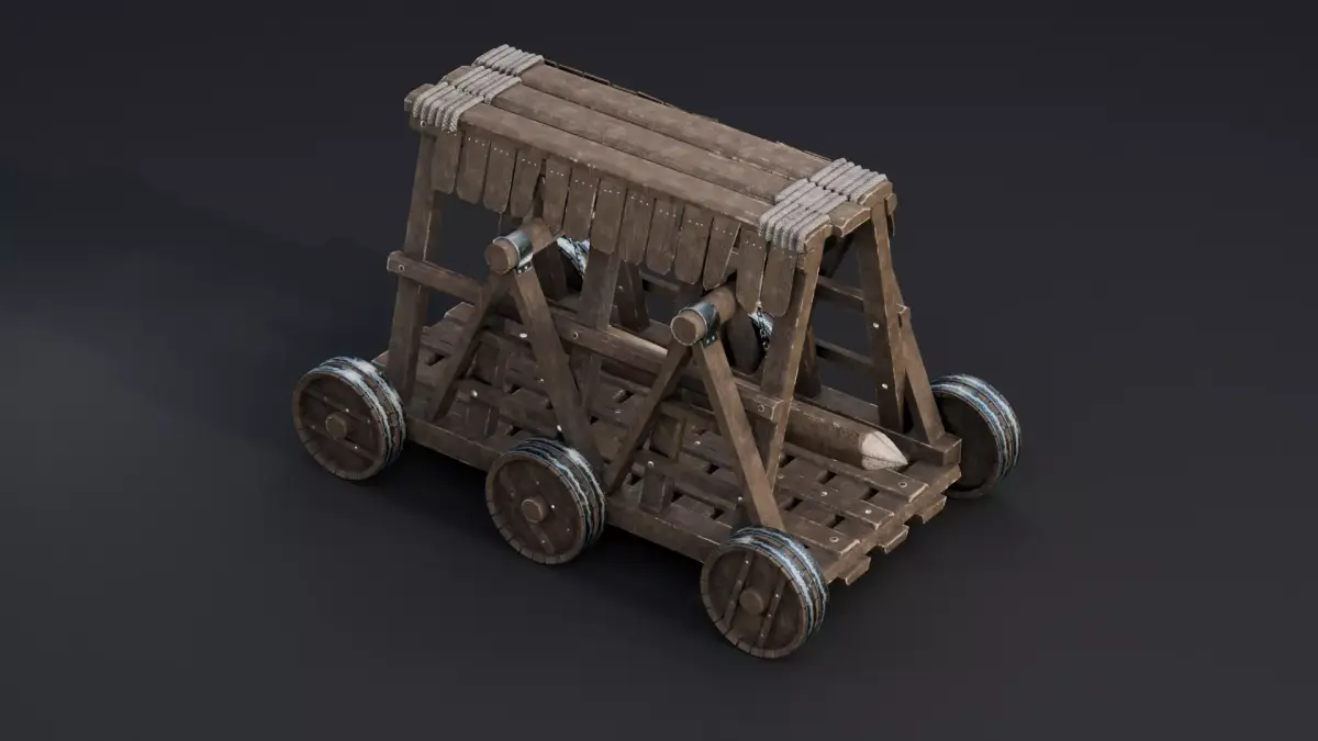 Medieval Siege Weapon - Light Battering ram Low-poly 3D model