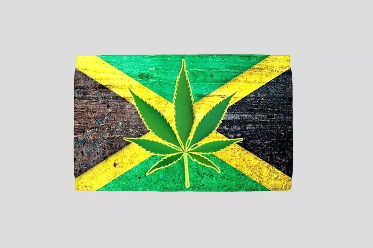 Jamaican flag with cannabis leaf Low-poly 3D model