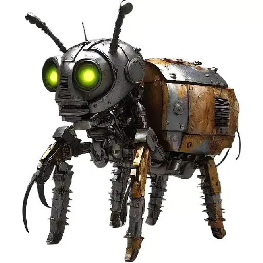 robotic insect with glowing eyes Low-poly 3D model