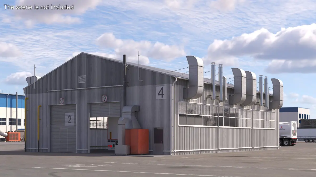 Industrial Workshop Building Simplified 3D model