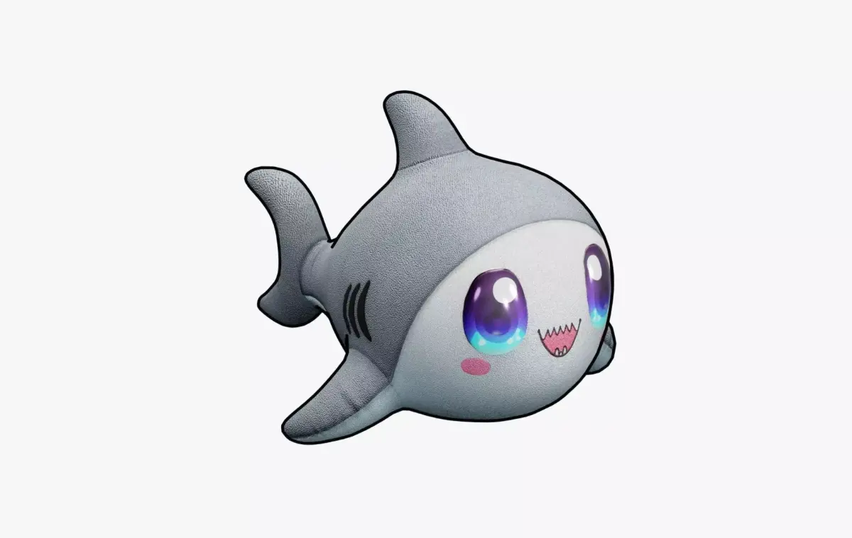 Shark Plushie Cartoon Chibi PBR Low-poly 3D model