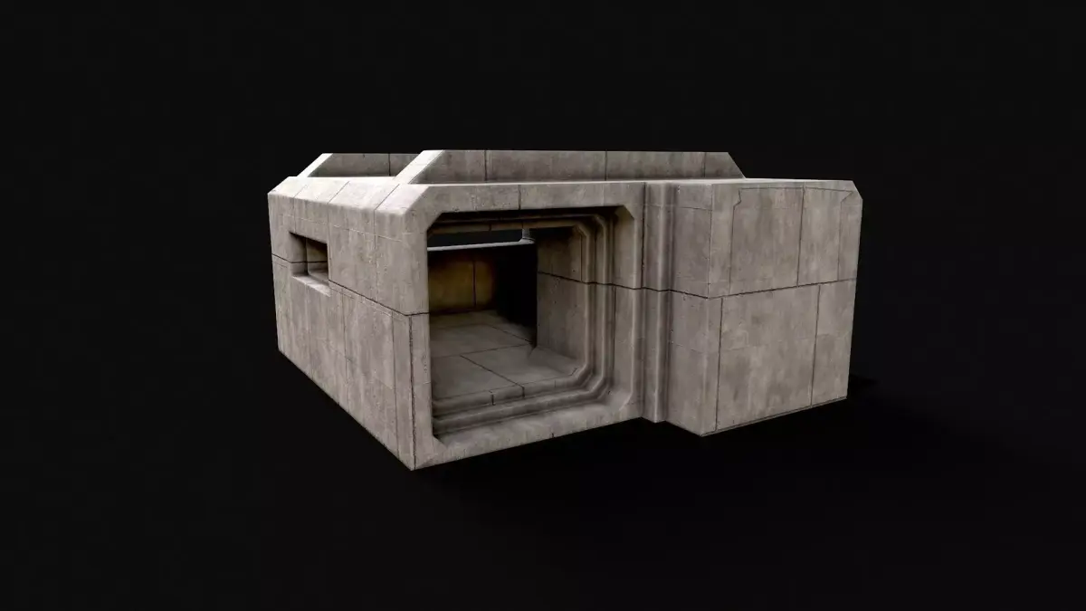 Military Concrete Bunker Base 1 Low-poly 3D model