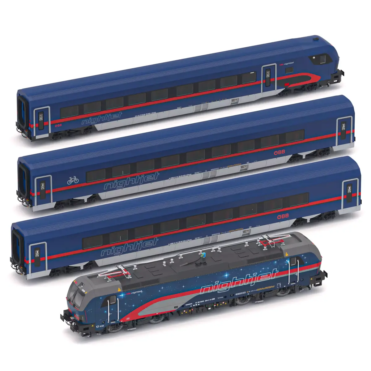Passenger Train OBB Nightjet Collection 2 3D model