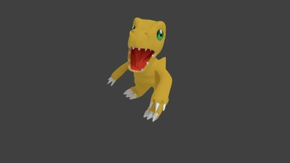 Agumon dinosaur with eyes Low-poly 3D model