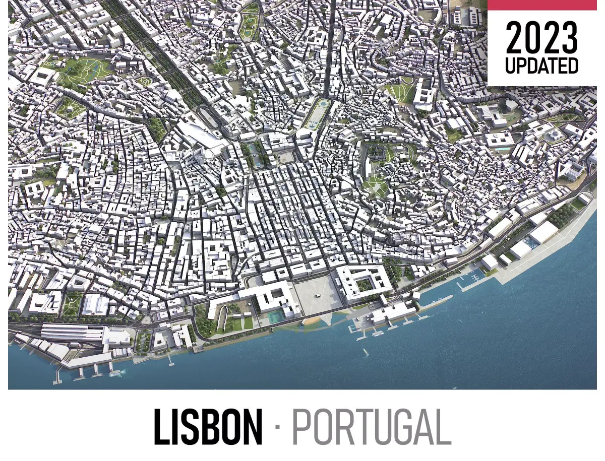 Lisbon - 3D City Model Low-poly 3D model