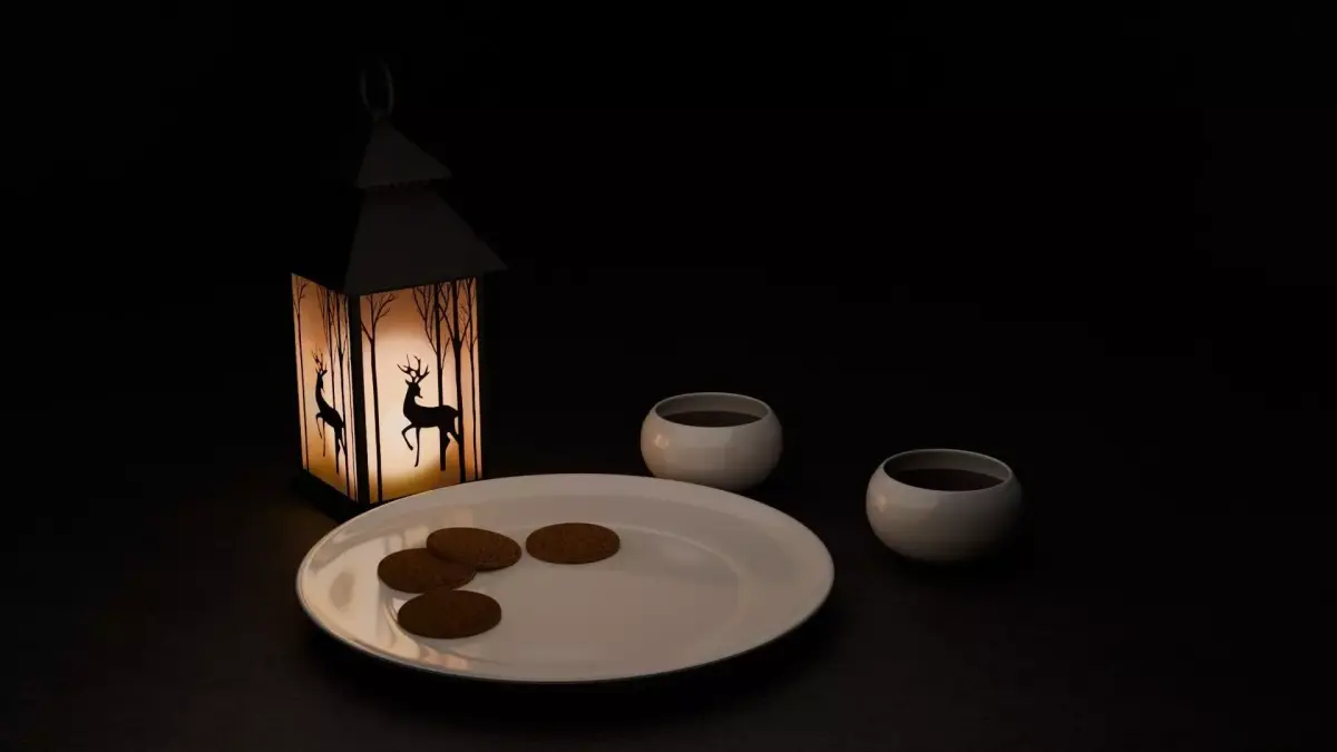 Lantern with silhouette Free low-poly 3D model