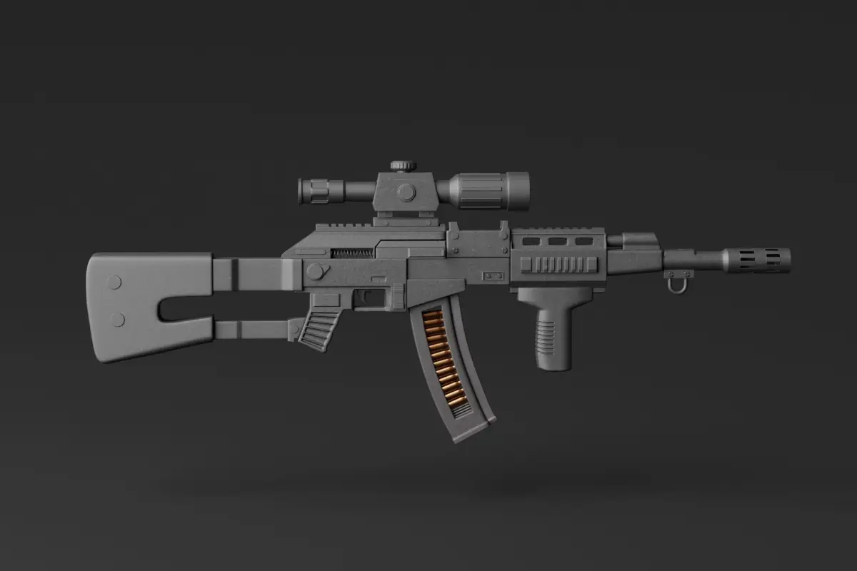 Assault Rifle Gun Low-poly 3D model