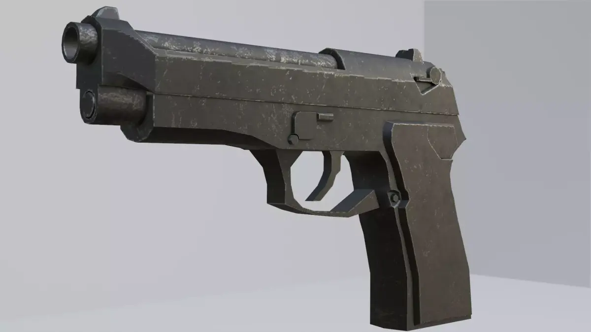 Pistol Low-poly 3D model Free low-poly 3D model