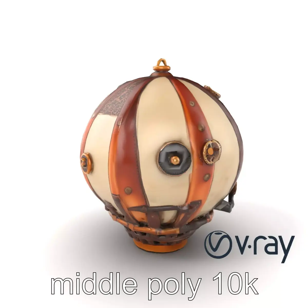 Steampunk Balloon Ornate Brass Rimmed Model Pack Low-poly 3D model