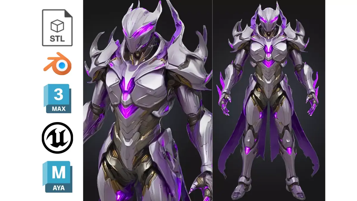 Futuristic Dark Knight Low-poly 3D model