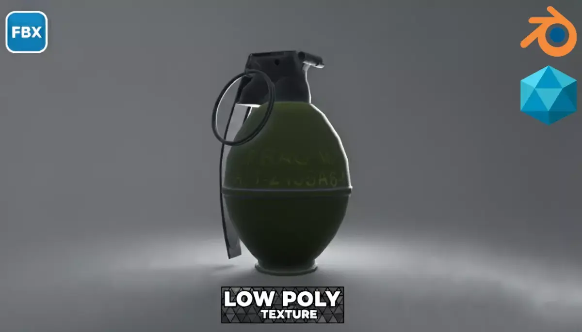 Green M26 Hand Grenade 3D Model  FBX LowPoly   Low-poly 3D model