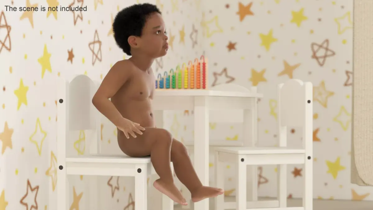 Toddler Black Boy Light Skin Rigged 3D model