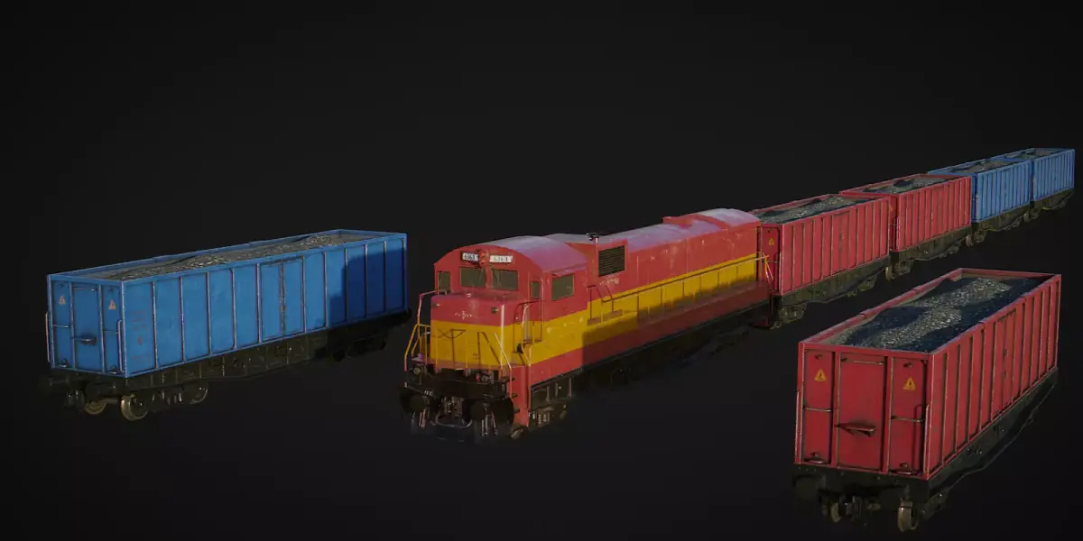 Cargo Train Low-poly 3D model buy