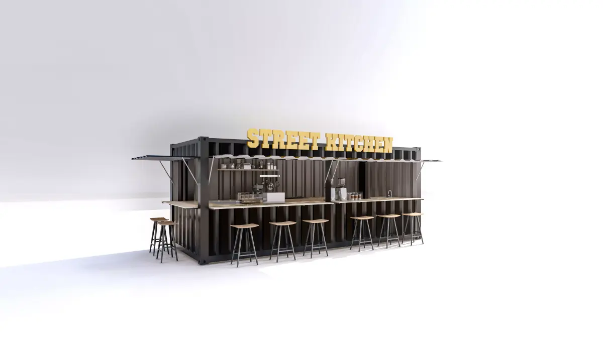 Modern Container  Food Kiosk Low-poly 3D model